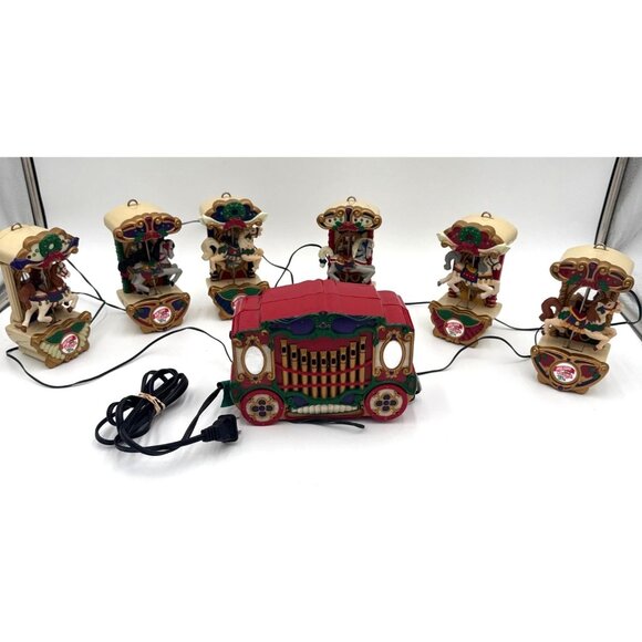 1992 Mr. Christmas Holiday Carousel Music Lights 6 Horses Animated Tested/Works - Picture 1 of 16